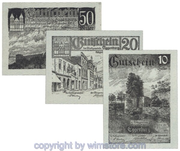 Eggenburg, J162aw, Serie 10, 20, 50 Heller; 1