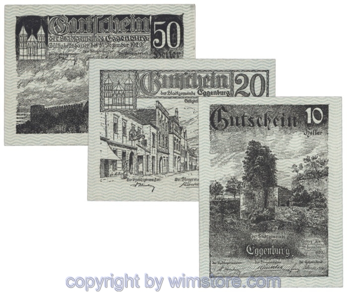 Eggenburg, J162aw, Serie 10, 20, 50 Heller; 1