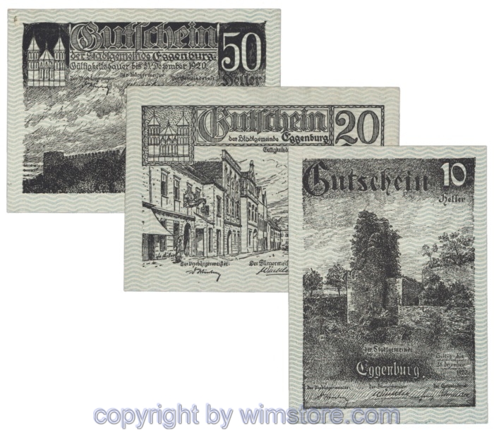 Eggenburg, J162aw, Serie 10, 20, 50 Heller; 1-