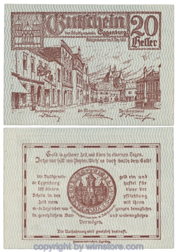 Eggenburg, J162bsF, 20 Heller; 1