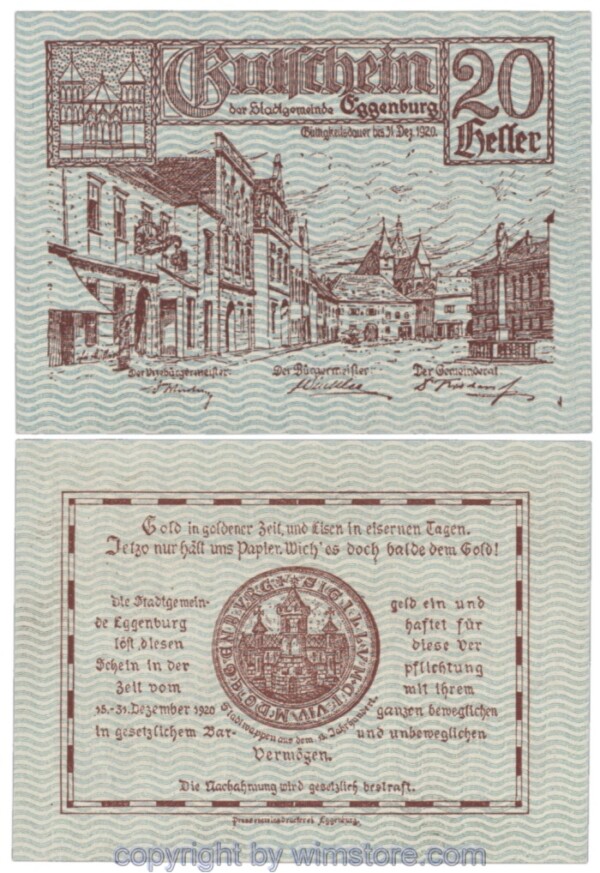 Eggenburg, J162bwF, 20 Heller; 1