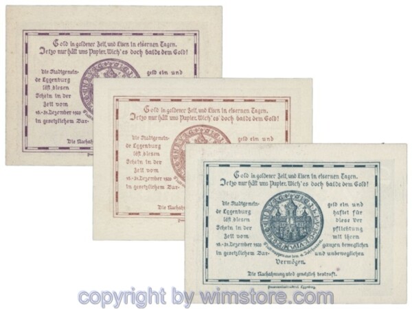 Eggenburg, J162bw, Serie 10, 20, 50 Heller; 1
