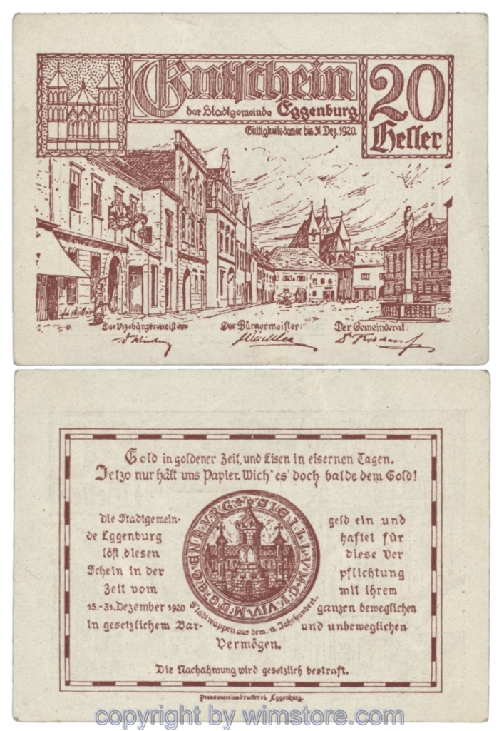 sn103476 Eggenburg, J162bF, 20 Heller; 1-2