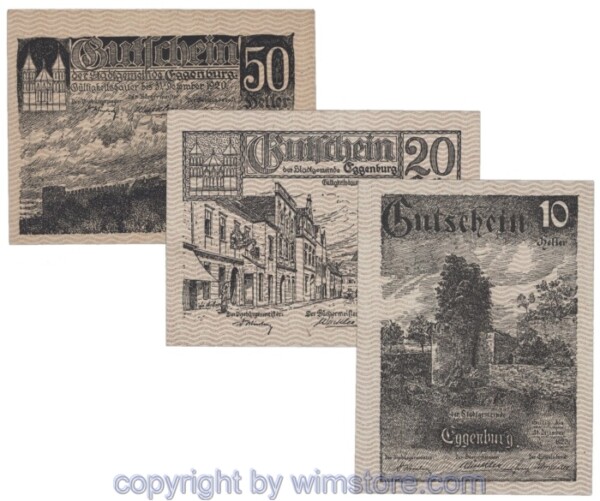 Eggenburg, J162cw, Serie 10, 20, 50 Heller; 1