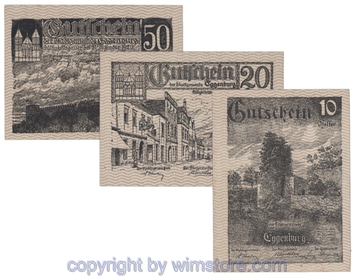 Eggenburg, J162cw, Serie 10, 20, 50 Heller; 1-