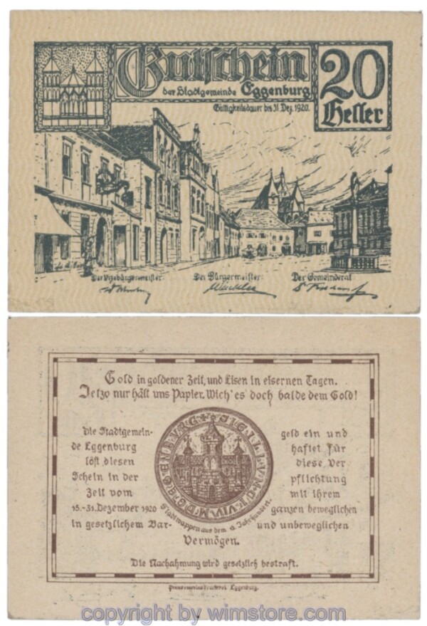 Eggenburg, J162ds39, 20 Heller; 1