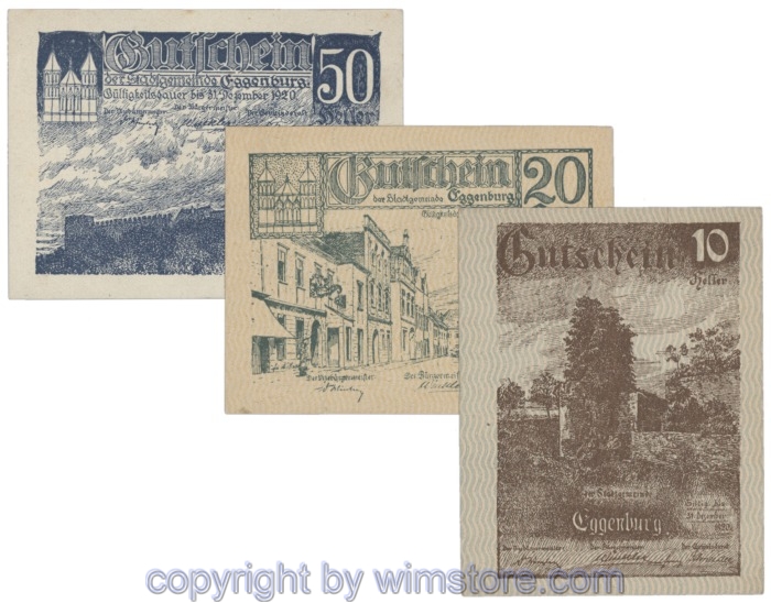 Eggenburg, J162ds, Serie 10, 20, 50 Heller; 1