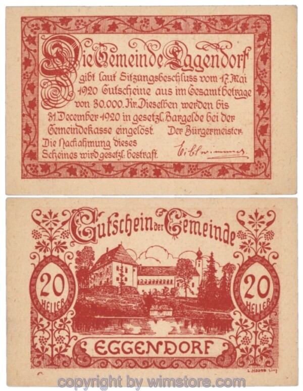 Eggendorf, J165c, 20 Heller; 1