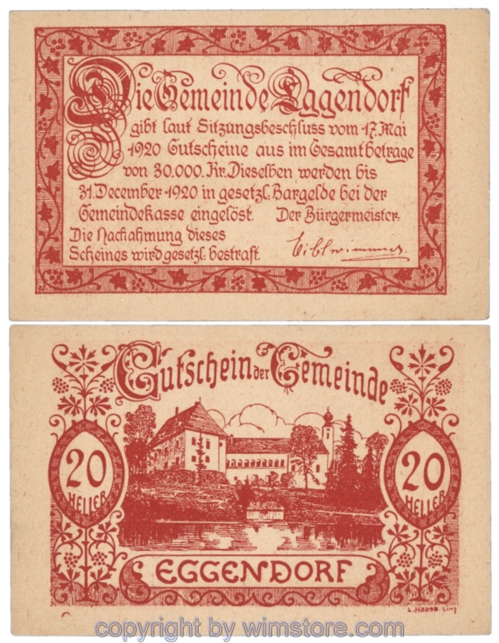 Eggendorf, J165c, 20 Heller; 1