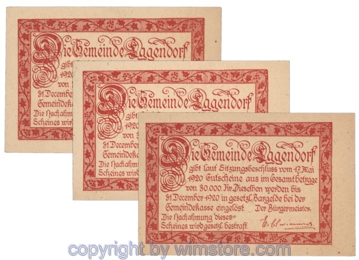Eggendorf, J165c, Serie 10, 20, 50 Heller; 1