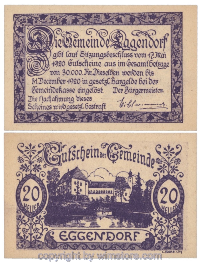 Eggendorf, J165d, 20 Heller; 1