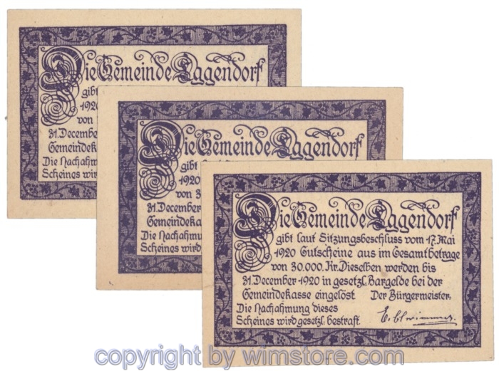 Eggendorf, J165d, Serie 10, 20, 50 Heller; 1