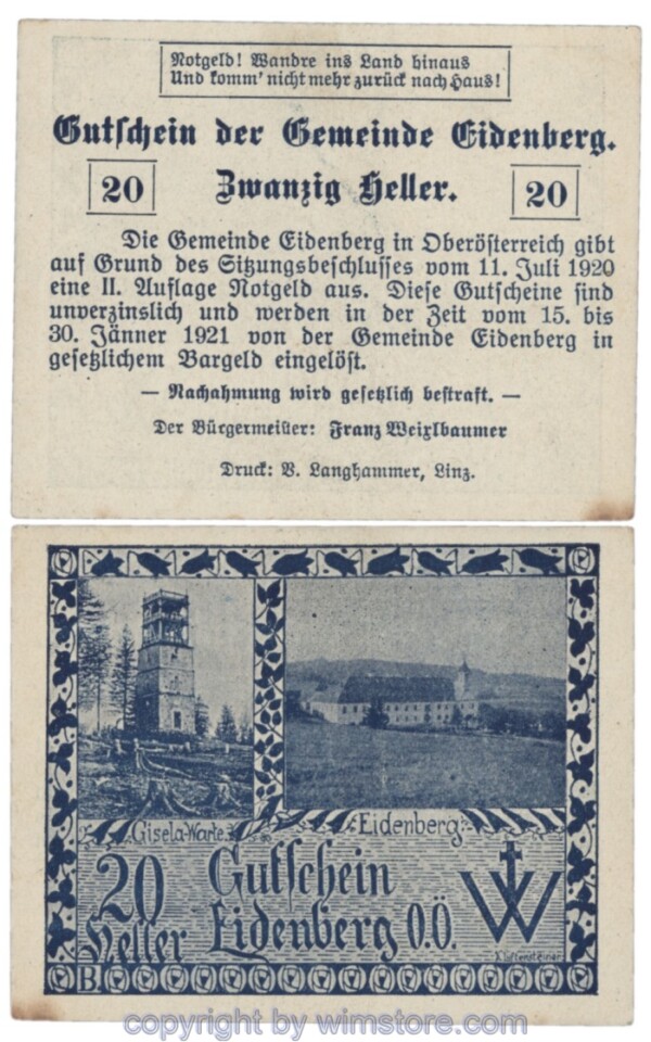 Eidenberg, J168IIa, 20 Heller; 2