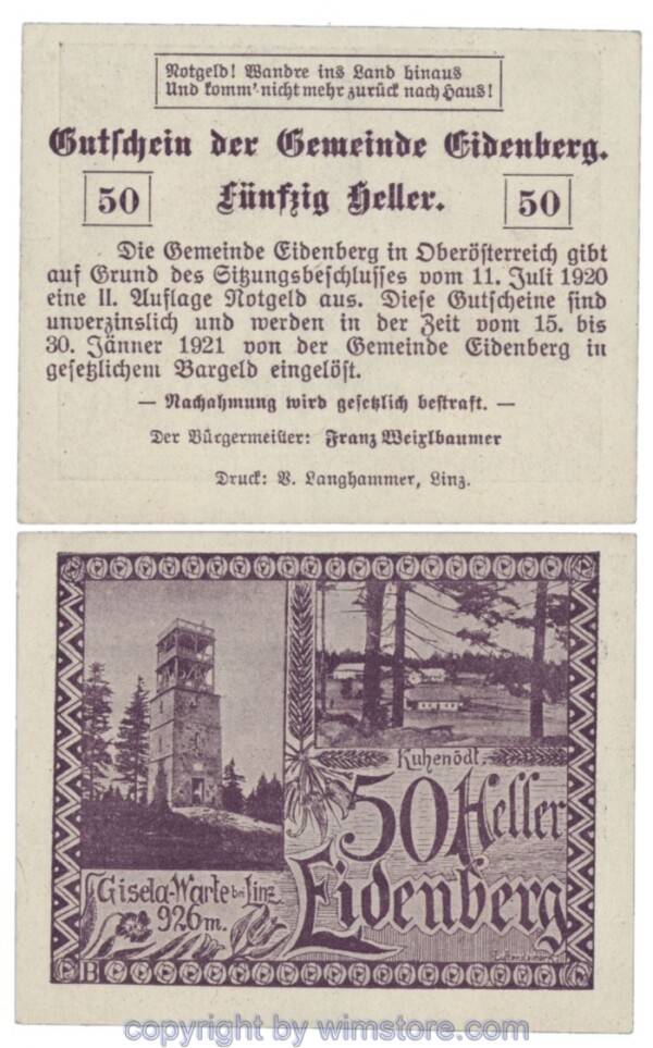 Eidenberg, J168IIa, 50 Heller; 1-