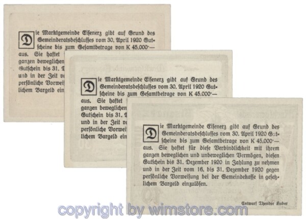 sn103597a Eisenerz, J169, Serie 10, 30, 50 Heller; 1