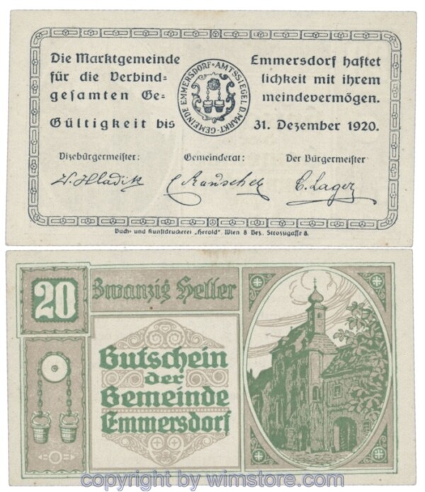 Emmersdorf, J171a, 20 Heller; 1