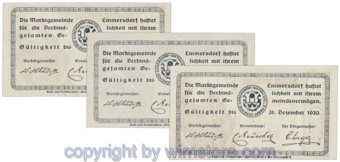 Emmersdorf, J171a, Serie  10, 20, 50 Heller; 1