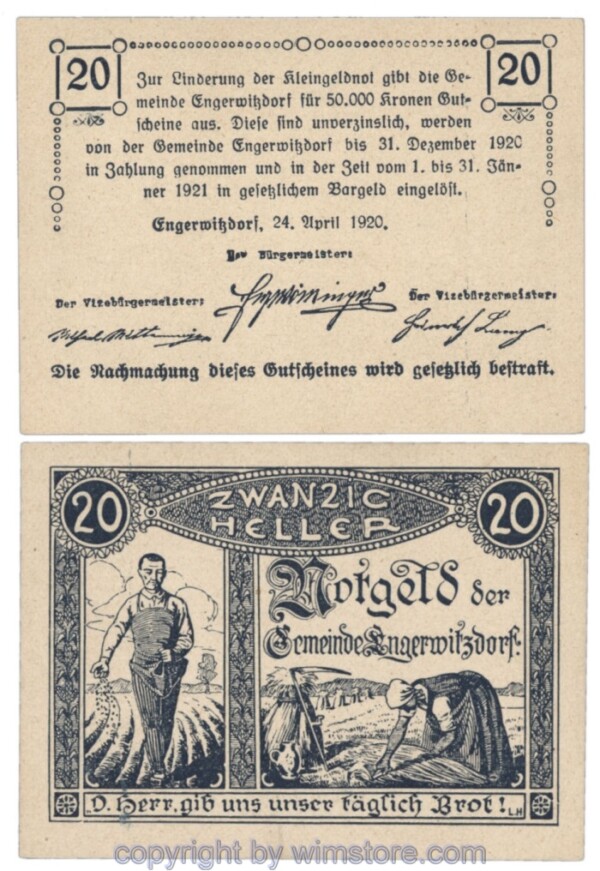 Engerwitzdorf, J173, 20 Heller, blau; 1