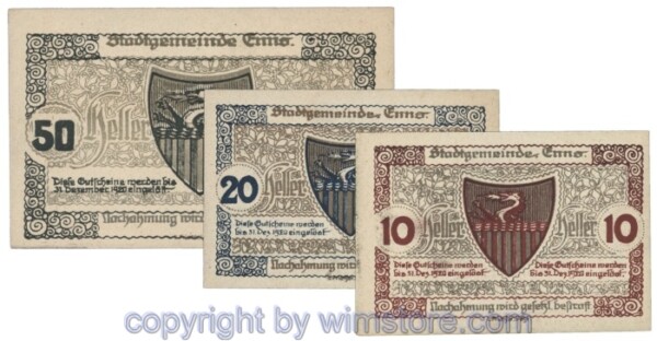 sn103653a Enns, J174I, Serie 10, 20, 50 Heller; 1