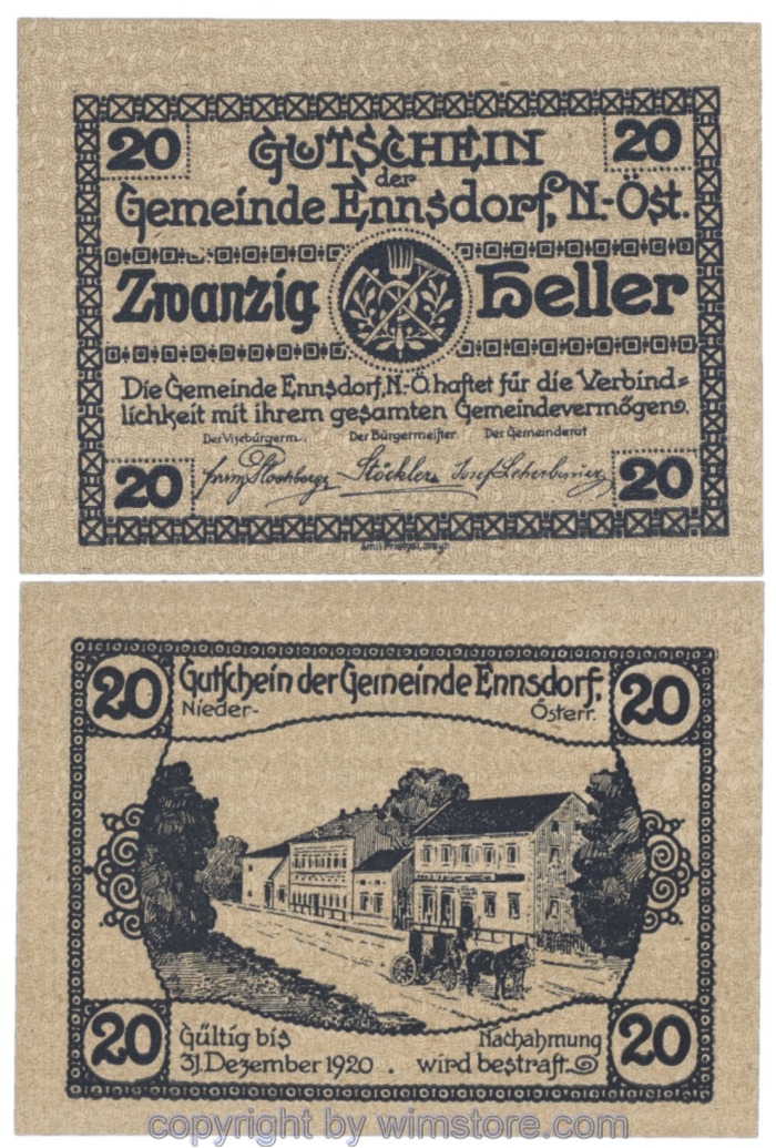 Ennsdorf, J00178aF, 20 Heller; 1-