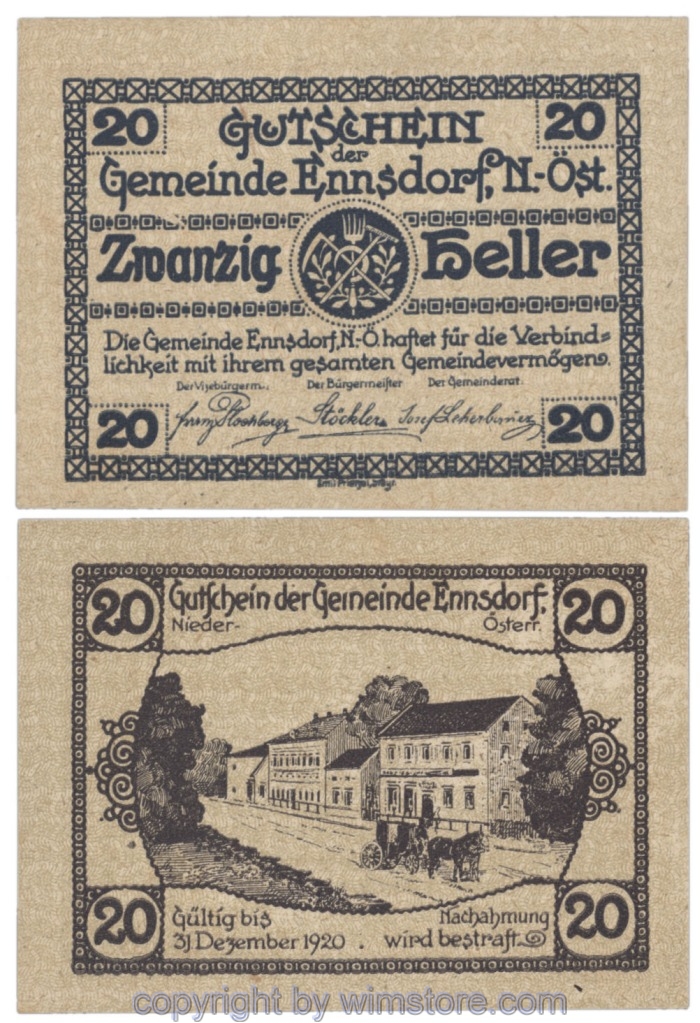 Ennsdorf, J00178b1F, 20 Heller; 1-