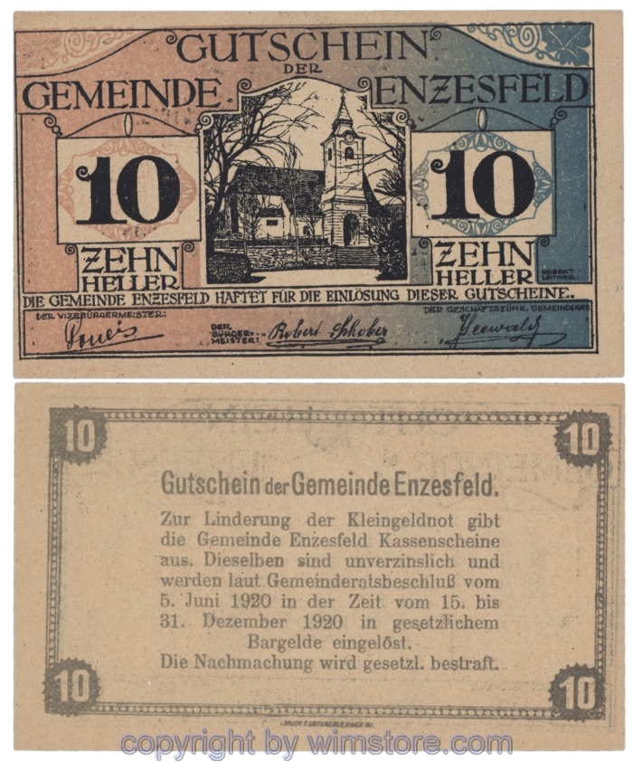 Enzesfeld, J00179ax, 10 Heller, Abart; 1