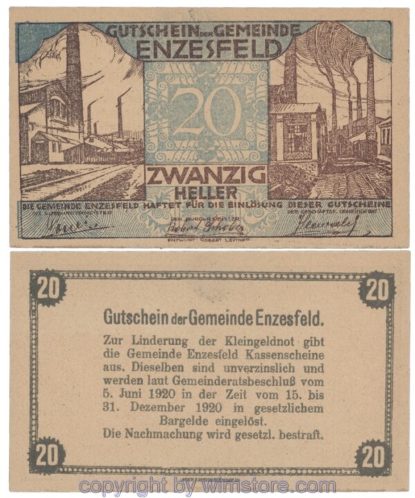 sn103710 Enzesfeld, J00179ax, 20 Heller; 1