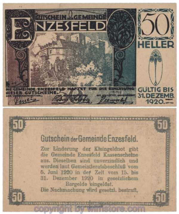 Enzesfeld, J00179a, 50 Heller; 1