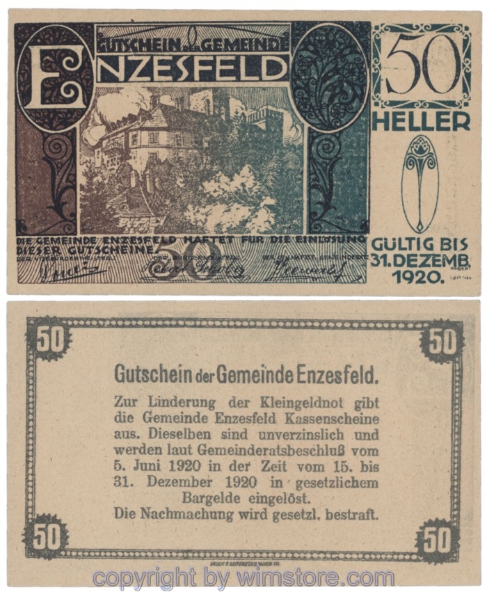 Enzesfeld, J00179a, 50 Heller; 1-