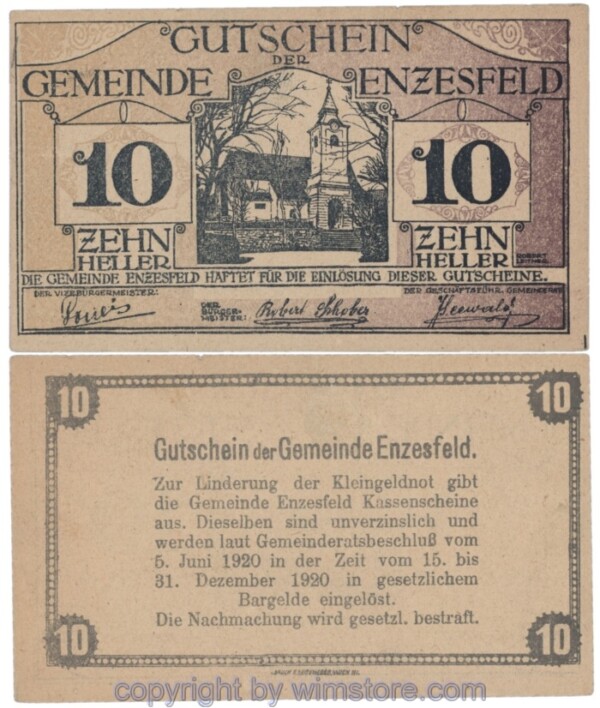 sn103720 Enzesfeld, J00179gF, 10 Heller; -1