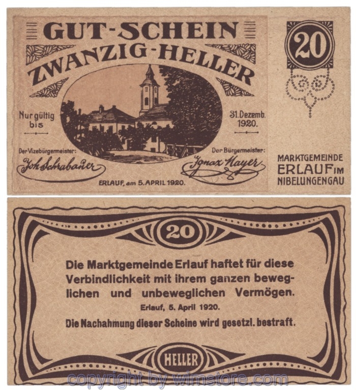Erlauf, J00181a, 20 Heller; 1
