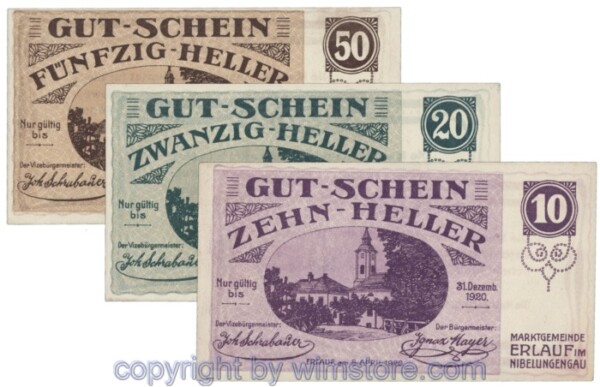 Erlauf, J00181b, Serie 10, 20, 50 Heller; 1