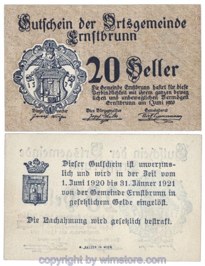 sn103778 Ernstbrunn, J00183a, 20 Heller; 1