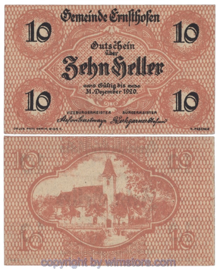 Ernsthofen, J00184a, 10 Heller; 1-