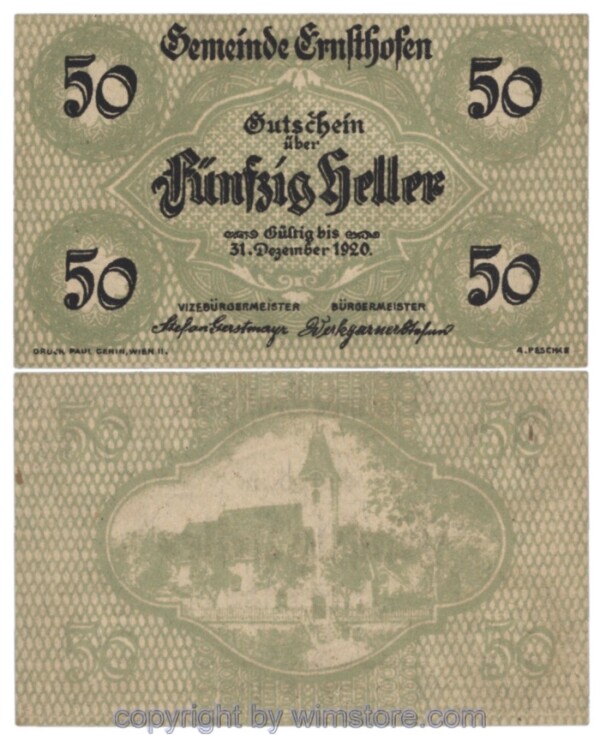 Ernsthofen, J00184a, 50 Heller; 1-