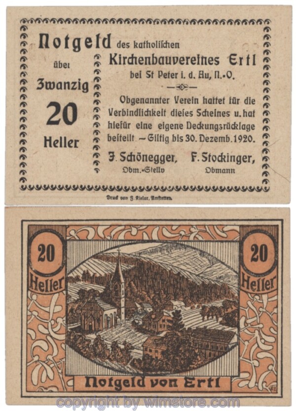 Ertl,Prv. Kath. Kirchenbauverein, J00185d, 20 Heller; 1