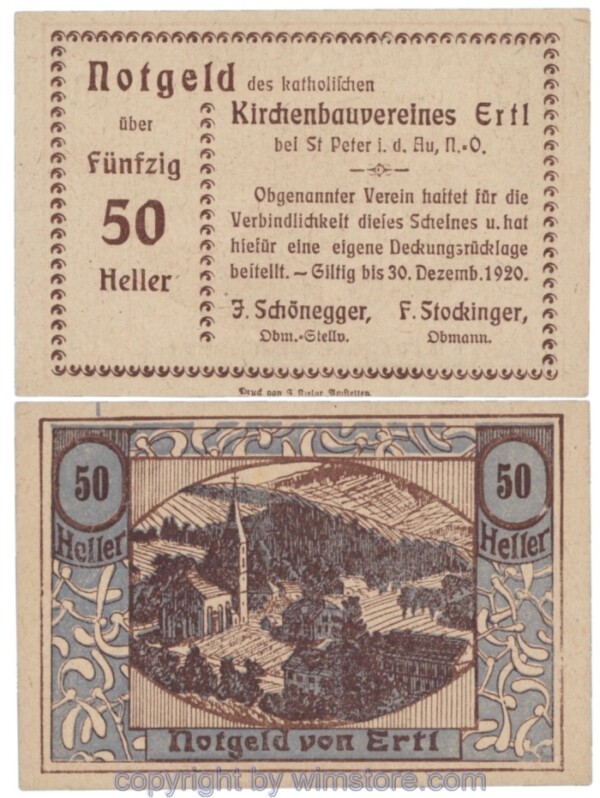 Ertl, Prv. Kath. Kirchenbauverein, J00185d, 50 Heller; 1
