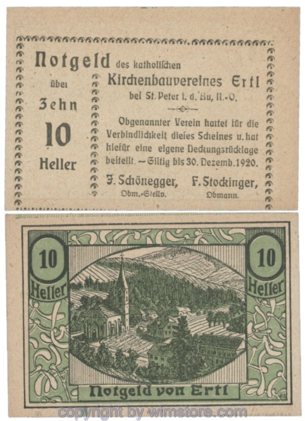 Ertl, Prv. Kath. Kirchenbauverein, J00185dx, 10 Heller; 1