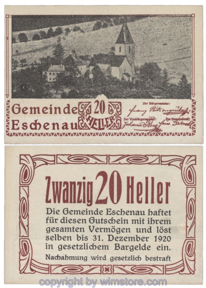 sn103801 Eschenau, J00186a, 20 Heller; 1-