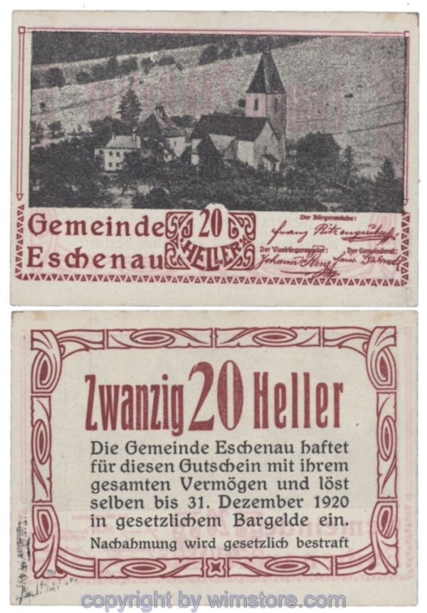 Eschenau, J00186ax, 20 Heller, Abart; 1