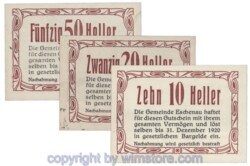 sn103804a Eschenau, J00186a, Serie 10, 20, 50 Heller; 1