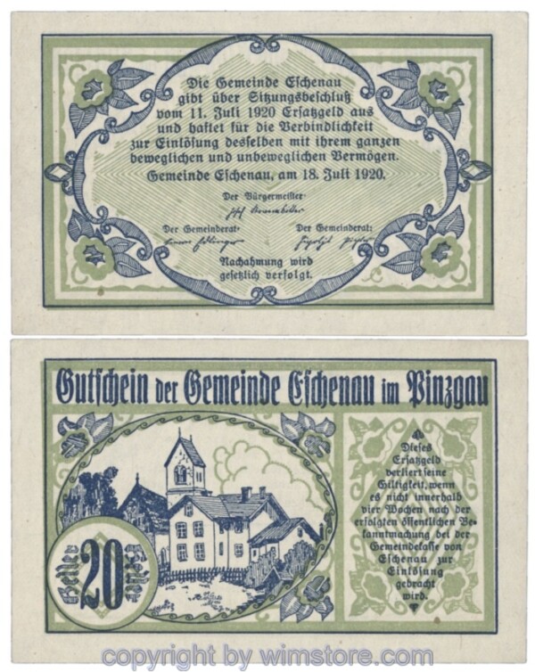 Eschenau i. Pinzgau, J00188a, 20 Heller; 1