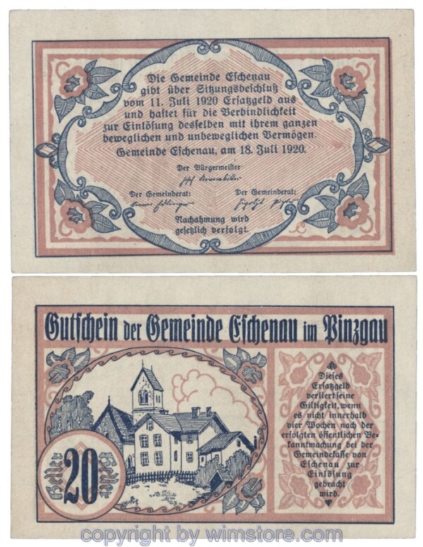 Eschenau i. Pinzgau, J00188b, 20 Heller; 1