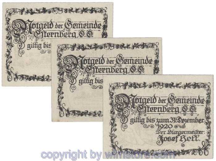 Esternberg, J00189, Serie 10, 20, 50 Heller; 1-