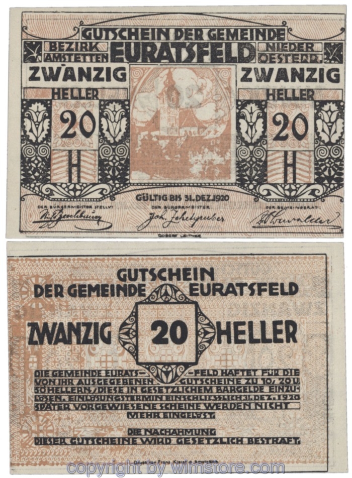 Euratsfeld, J00192bx, 20 Heller, Abart; 1