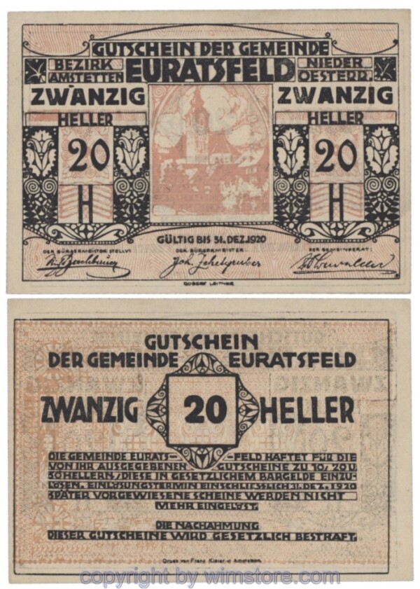 Euratsfeld, J00192bx, 20 Heller, Abart; 1