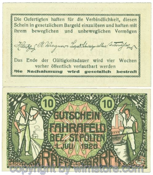 Fahrafeld, Prv., J00193, 10 Heller; 1-