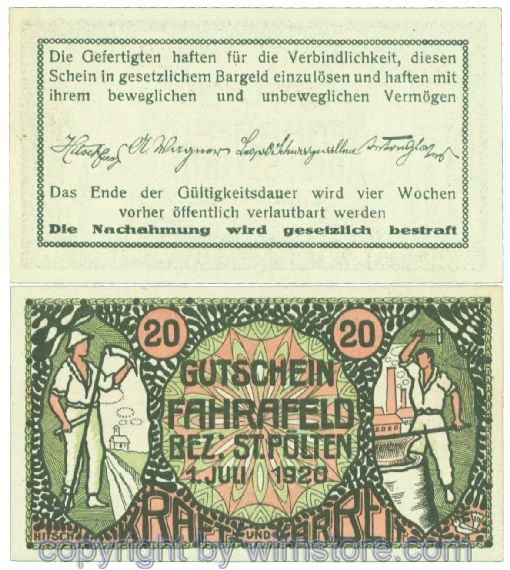 Fahrafeld, Prv., J00193, 20 Heller; 1-