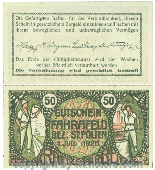 Fahrafeld, Prv., J00193, 50 Heller; 1-