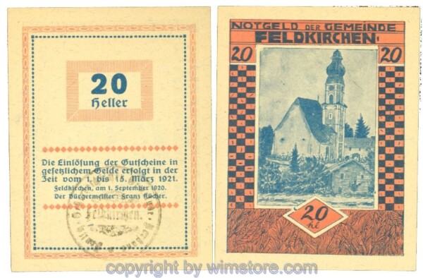 Feldkirchen am Inn, J00196SIx, 20 Heller; 1